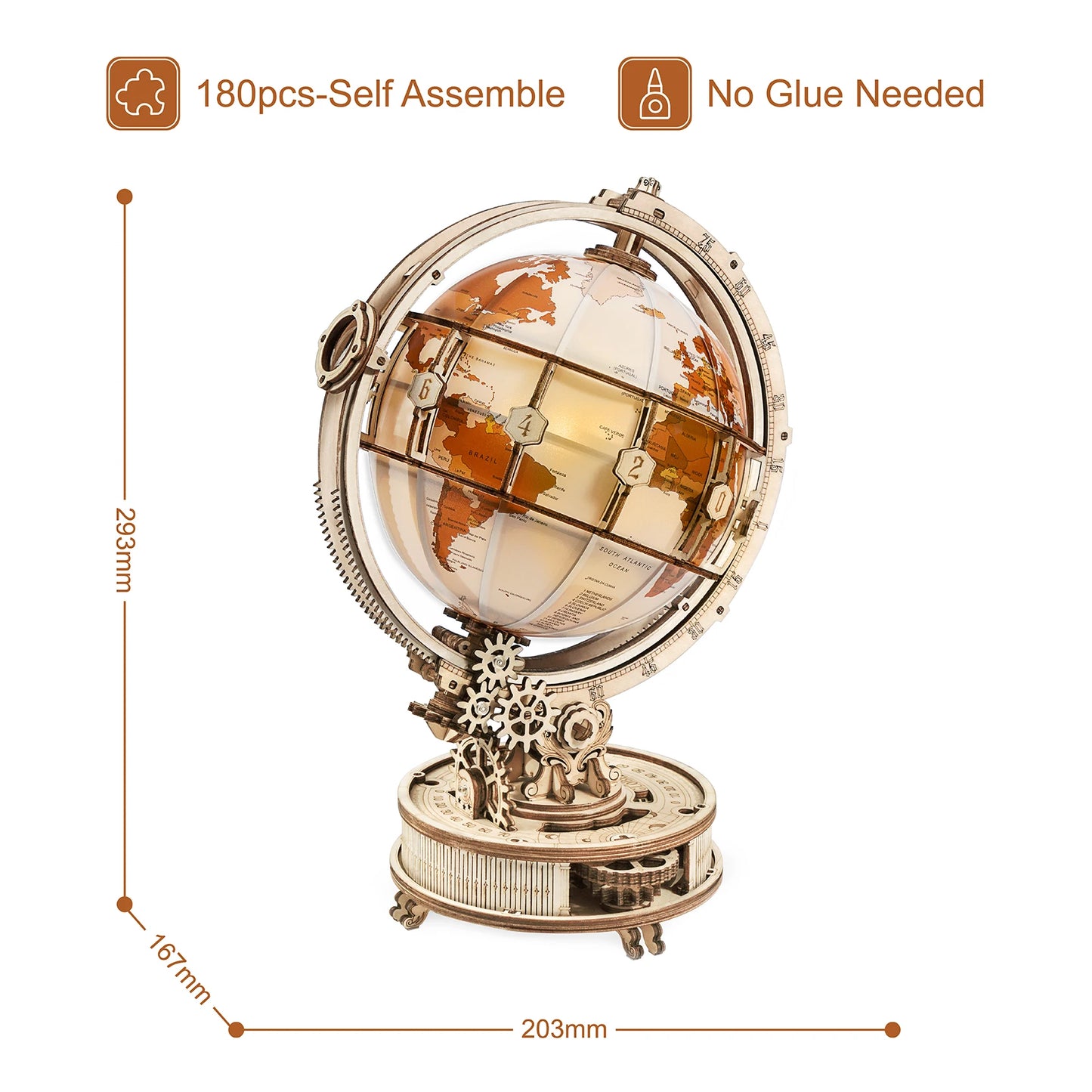 Wooden Globe Lamp 3D Puzzle