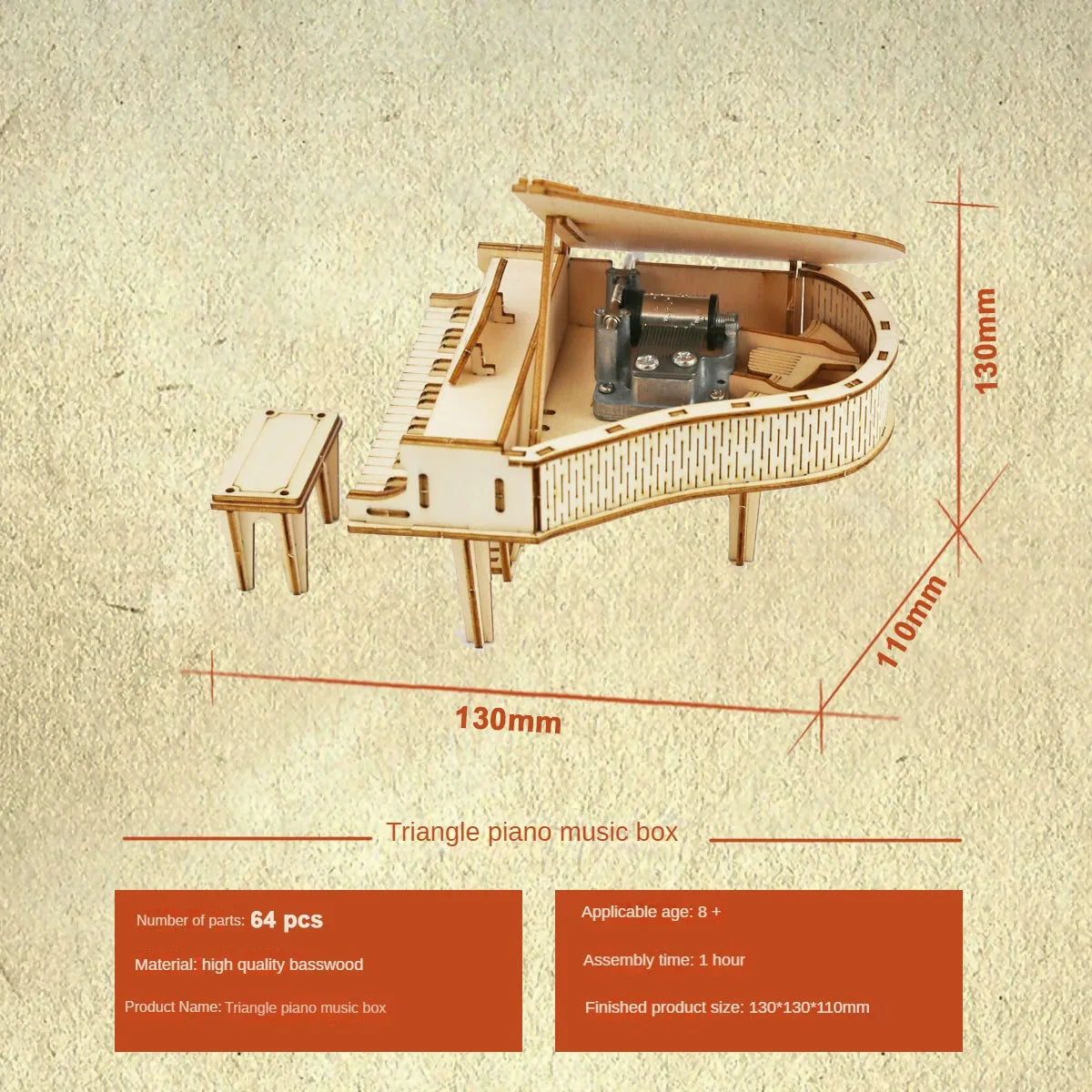 Piano Music Box Wooden 3D Puzzle